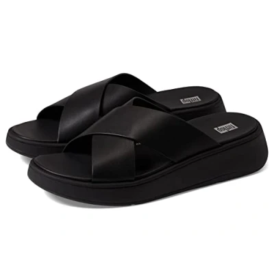 Immagine di Fitflop F Mode Scivoli Incrociati in Pelle Flatform, Sandali a Ciabatta Donna, Tutto Nero, 37.5 EU
