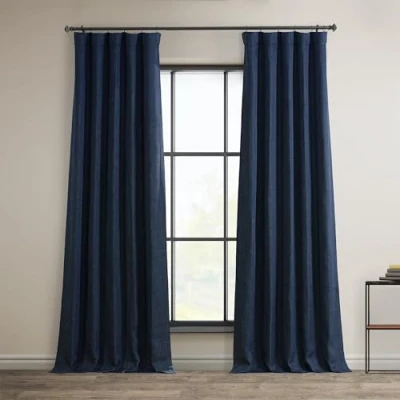 Immagine di HPD Half Price Drapes BOCH LN185 P Tende oscuranti in Finto Lino per Camera da Letto (1 Pannello), Misto Poliestere, Indaco, 50 X 96