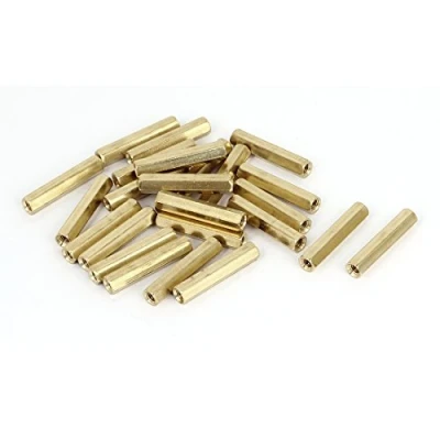 Immagine di Sourcingmap® M4 x 30 mm filettato femmina ottone esagonale Colonnetta pilastro distanziale dado 25PZ