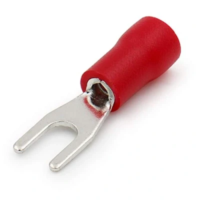 Immagine di Heschen forcella isolato cavo elettrico crimpare sv1.25 3.5 Stud size # 6 per 0.5 1.5 mm² (22 16 AWG) rosso 100 pezzi