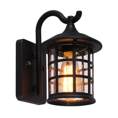 Immagine di SUZNIU lampada da parete retrò, Applique per esterno impermeabile, E27 Base, realizzata in vetro e alluminio, IP44, antica Corridoio giardino non inclusa Lampadina