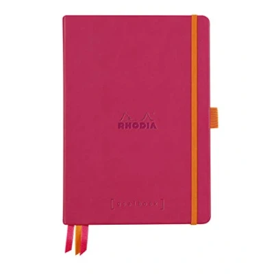 Immagine di RHODIA 118581C Taccuino Rigido Bullet Journal Goalbook Lampone A5 Puntinato Dot 240 pagine Carta Clairefontaine bianca 90g 2 Segnapagina, Chiusura con elastico Copertina Simil Cuoio