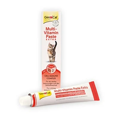 Immagine di GimCat Multi Vitamin Pasta Extra Snack per gatti con beta glucano e omega 3/6 una protezione salutare delle cellule 1 tubetto (1 x 200 g)
