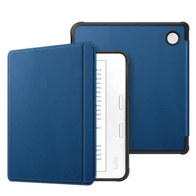 Immagine di FINTIE Custodia per 7&quot; Kobo Libra Colour (2024) / 2 (2021) eReader Sottile Leggero Cover Protettivo Posteriore in Morbido TPU con Auto Sveglia/Sonno, Marine Blu