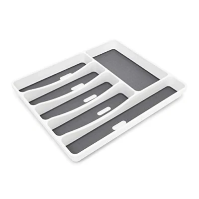 Immagine di Relaxdays Portaposate da Cassetto, 6 Scomparti, Posate &amp; Accessori Cucina, Plastica, 5x32,5x40 cm, Bianco/Antracite, Multicolore, 40.5x32.5x5 cm