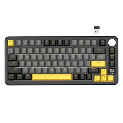 Immagine di ATTACK SHARK X85PRO tastiera meccanica wireless con display TFT e manopola, da gioco montata su guarnizione 75% QMK, 2.4G/BT/USB C cablata, sostituibile a caldo, 4000mAh, NKRO, RGB (Nero)