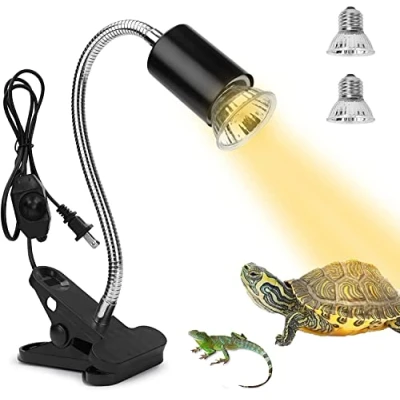 Immagine di ROXIIFEE Lampada Riscaldante Tartarughe Rettile, Kit Illuminazione Tartaruga Acquario Include E27 25W 50W UVA UVB, per Rettile Anfibi