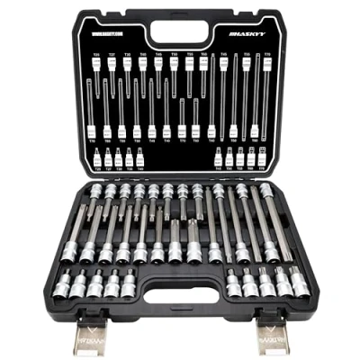 Immagine di HASKYY 32 pezzi set Inserti Torx T25 T80 di chiavi a bussola Acciaio Bit Socket Tool Kit imposta