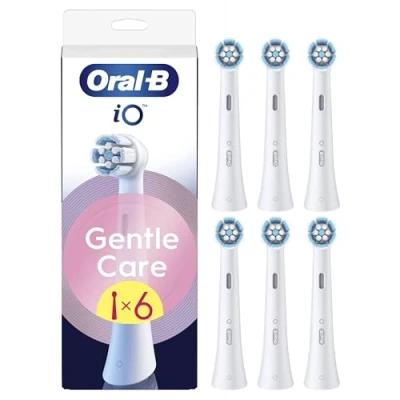 Immagine di Oral B Testine di Ricambio iO Gentle Care Bianche, Rotonde Originali per Gengive Sensibili, Setole angolate rimuovere la placca 6
