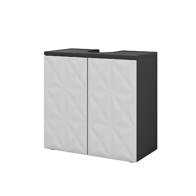 Immagine di Vicco Mobile sottolavabo per Bagno Edge, Nero/Bianco, 60 x 57 cm con 2 Porte
