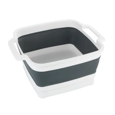 Immagine di Wenko bacinella Pieghevole Sira, con Tappo di Scarico e Manico per Un Facile Trasporto, Soluzione salvaspazio, 8 Litri, (L x A P) 39 18 32,5, Grigio/Bianco