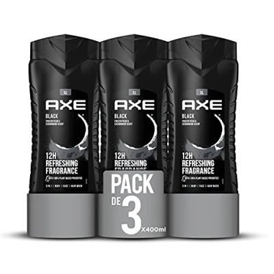 Immagine di Axe, gel doccia nero, confezione da 3 (3 x 0,4 l)