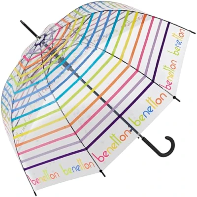 Immagine di Benetton Dip Dye Ombrello trasparente automatico, Signature Stripe, 105 cm