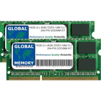 Immagine di Kit di memoria RAM SODIMM da 16 GB (2 x 8 GB) DDR3 1066 MHz PC3 8500 204 PIN compatibile con MacBook e Pro 13&quot; (MID 2010)