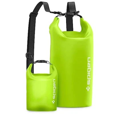 Immagine di Spigen A630 Aqua Shield Set di Borsa Impermeabile IPX6 20L + 2L Dry Bag con Cinghia Regolabile Lungo Verde Cactus