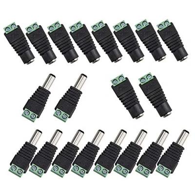 Immagine di Senven®20 Pcs Professional 5.5 x 2.1mm DC Plug Connector, 10 Pairs 2 Pin Maschio e Femmina Kit Femmina, 12v Jack Power Adapter Adattatore Per CCTV Camera Led Strip