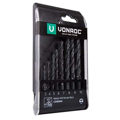 Immagine di VONROC Set di 8 punte universali per trapani, forare metallo. Da 3 a 10 mm