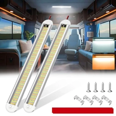 Immagine di TrustWheel 2 pack led Auto Interni 12V, barra Luci per Carvan Campervan Cucina con Interruttore, 6000K/3000K 1800LM Ultra Bright