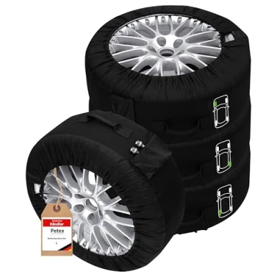 Immagine di C&amp;D Set di 4 copripneumatici neri Premium, per tutti i tipi pneumatici fino a 660 mm (14 18&quot;)