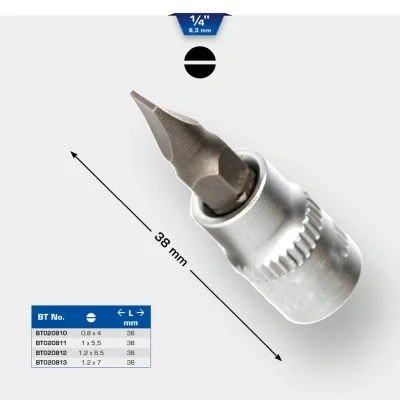 Immagine di BRILLIANT TOOLS BT020812 Inserto per cacciavite a taglio, 1/4&quot;, 38 mm, 1,2 x 6,5 mm