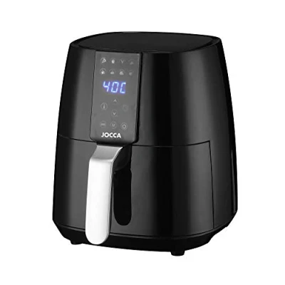 Immagine di Jocca Friggitrice ad aria calda 3,8 L senza olio Cucina sana Potenza 1450 W Protezione dal surriscaldamento Maniglia Cool Touch (Argento/Nero)
