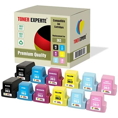 Immagine di Kit 12 XL TONER EXPERTE® Cartucce d&#039;inchiostro compatibili per HP 363 Photosmart C5180, C6150, C6180, C6280, C7180, C7280, C8180, 3110, 3210, 3310, 8250, D6160, D7160, D7260, D7460, 3210xi