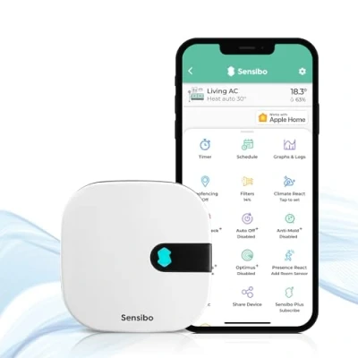 Immagine di Sensibo Air telecomando wireless smart per condizionatore. Facile da installare sé. Comfort e risparmio energetico. Controllo Wifi termostato compatibile con Google App, Apple HomeKit, Alexa Siri
