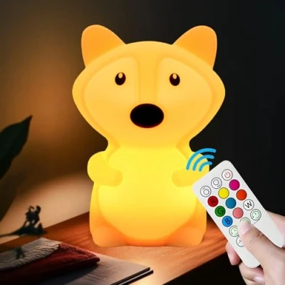 Immagine di xinjinhju luce notturna per bambini Volpe lampada da comodino, dell&#039;umore cameretta, luci notturne animali ragazze e ragazzi, decorativa carine camera letto Media Fox