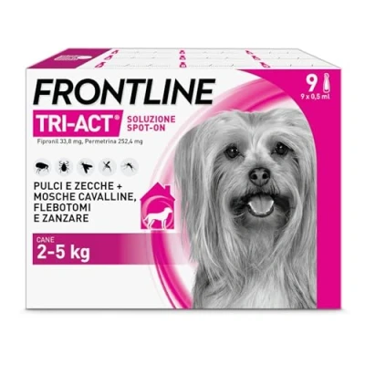 Immagine di FRONTLINE Triact, 9 Pipette, Cane XS (2 5 kg), Antiparassitario per Cani e Cuccioli di Lunga Durata, Protegge il da Pulci, Zecche, Zanzare, Pappataci Leishmaniosi, Antipulci Pipette
