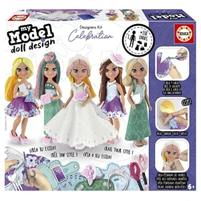 Immagine di Educa My Model Doll Design Celebration Bambola. CREA e disegna la tua bambola personalizzabile, diventa designer stilista. Include diversi look + 6 anni. 19351