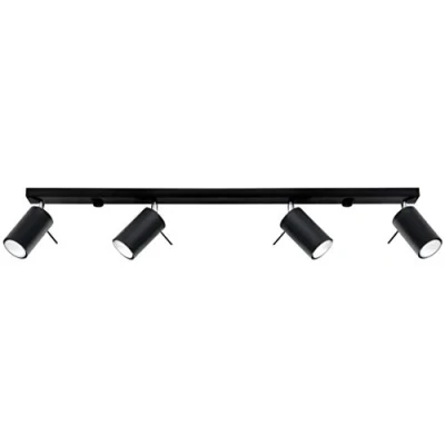 Immagine di SOLLUX LIGHTING Ring SL.0332 Lampada da soffitto 4 l, design minimalista e moderno, braccio regolabile direzione della luce, lampadina GU10 sostituibile, x 40 W, in acciaio nero, 80