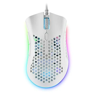 Immagine di Mars Gaming MMEX Bianco, Mouse RGB, 32K DPI, Cavo Piuma, Switch Ottici