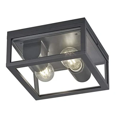 Immagine di Trio Leuchten Garonne 601860242 Lampada da soffitto per esterni, in alluminio pressofuso antracite, 2 x E27