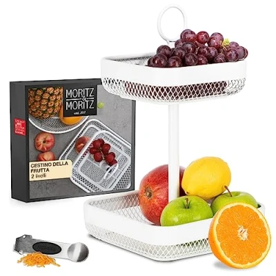 Immagine di Moritz &amp; Alzata per frutta bianco Metallo Moderna fruttiera colore Cesto portafrutta conservare frutta, verdura e pane
