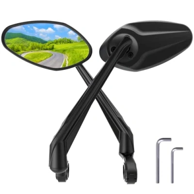 Immagine di RBRL specchio retrovisore per bicicletta extra grande, regolabile a 360, in vero vetro resistente agli urti, specchietto universale elettrica sinistra