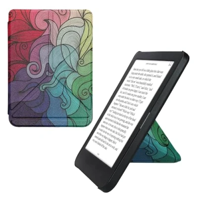 Immagine di kwmobile Custodia leggìo compatibile con Kobo Clara BW/Colour in pelle sintetica chiusura magnetica Case funzione appoggio Gioco di Colore fucsia/blu/verde