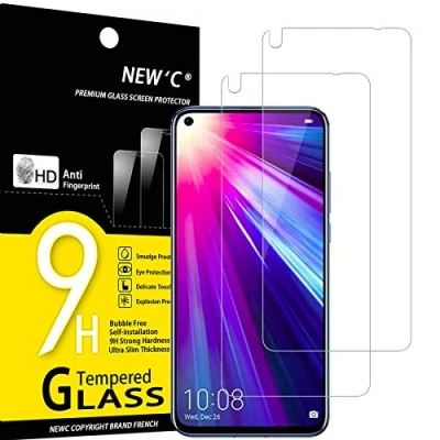 Immagine di NEW&#039;C 2 Pezzi, Vetro Temperato per Honor View 20, Huawei Nova 4, Pellicola Prottetiva Anti Graffio, Impronte, Senza Bolle, Durezza 9H, 0,33mm Ultra Trasparente, Resistente