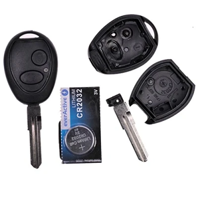 Immagine di mt key, telecomando per auto, 1 alloggiamento 2 tasti + chiave vergine NE75 batteria CR2032 Land Rover Freelander Discovery Defender