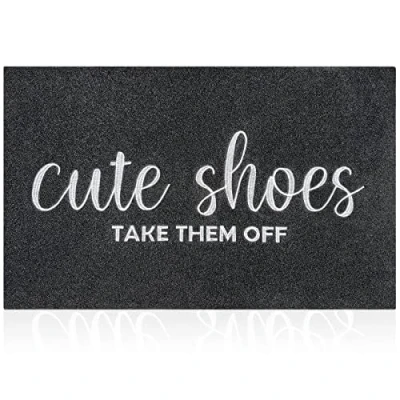 Immagine di AOAOPQ Cute Shoes Take Them Off Mats tappetino di benvenuto per esterni e ingresso, porta d&#039;ingresso, con retro in gomma, interni, polistirolo, antiscivolo, colore nero