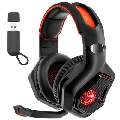 Immagine di EMPIRE GAMING WarCry P W1 Cuffie Gamer Senza fili con Microfono PC/PS4/PS5/Xbox/Switch/Mac Wireless 2,4 GHz Suono Surround Stereo LED Rosso