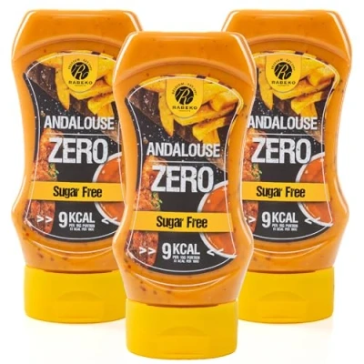 Immagine di Rabeko Zero Salsa Stile andaluso, 3 x 350 ml senza zucchero e a basso contenuto di grassi prodotti sani carboidrati con meno calorie per insalate, patatine fritte,