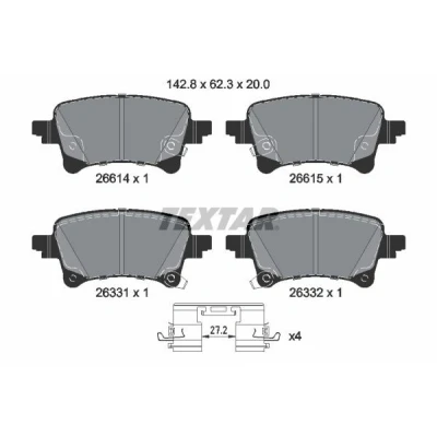 Immagine di TEXTAR 2661401 Kit pastiglie freno con segnalatore acustico usura accessori JEEP: Gladiator, Wrangler IV