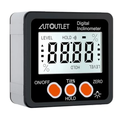 Immagine di AUTOUTLET Goniometro Digitale Angle Finder, Base Magnetico LCD Inclinometro con Retroilluminazione, 360 Level Box in/ft, mm/m