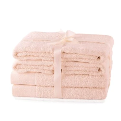 Immagine di AmeliaHome Set di asciugamani rosa chiaro 4 50 x 100 cm e 2 teli doccia 70 140 100% cotone qualità assorbente Amari
