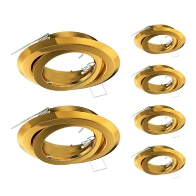 Immagine di ledscom.de 6 pezzi cornice da incasso a soffitto FABI, rotonda, girevole, oro lucido