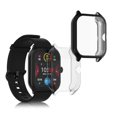 Immagine di kwmobile Set 2x Custodia Smartwatch Compatibile con Huami Amazfit GTS 4 Cover Case Silicone Protezione Orologio Fitness trasparente/nero