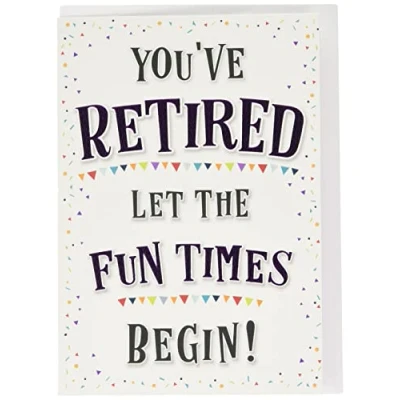Immagine di Piccadilly Greetings Modern Retirement Card Fun Times Begin 17,8 x 12,7 cm, grigio, viola, bianco, nero