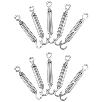 Immagine di QWORK® 10 Pezzi M6 Tenditore (gancio E Occhio), Tenditori In Acciaio Inossidabile 304, Filo