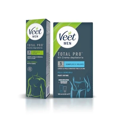 Immagine di Veet Men Kit Crema Depilatoria per parti Intime 100ml + Uomo Pelli Normali, 200 ml, Azione Rapida