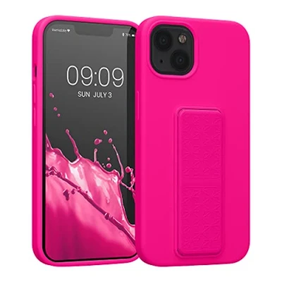 Immagine di kwmobile 1x Custodia Compatibile con Apple iPhone 13 Cover Supporto Dita Back Case per Smartphone Protezione Gommata rosa shocking